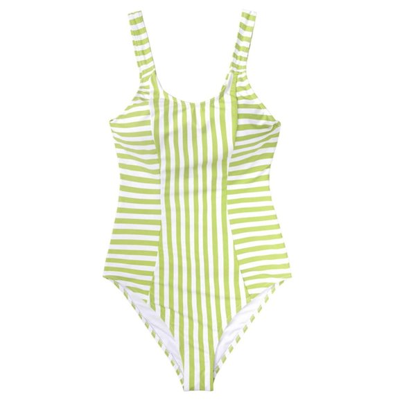 Cupshe Green & White Striped One Piece Swimsuit - Picture 1 of 6